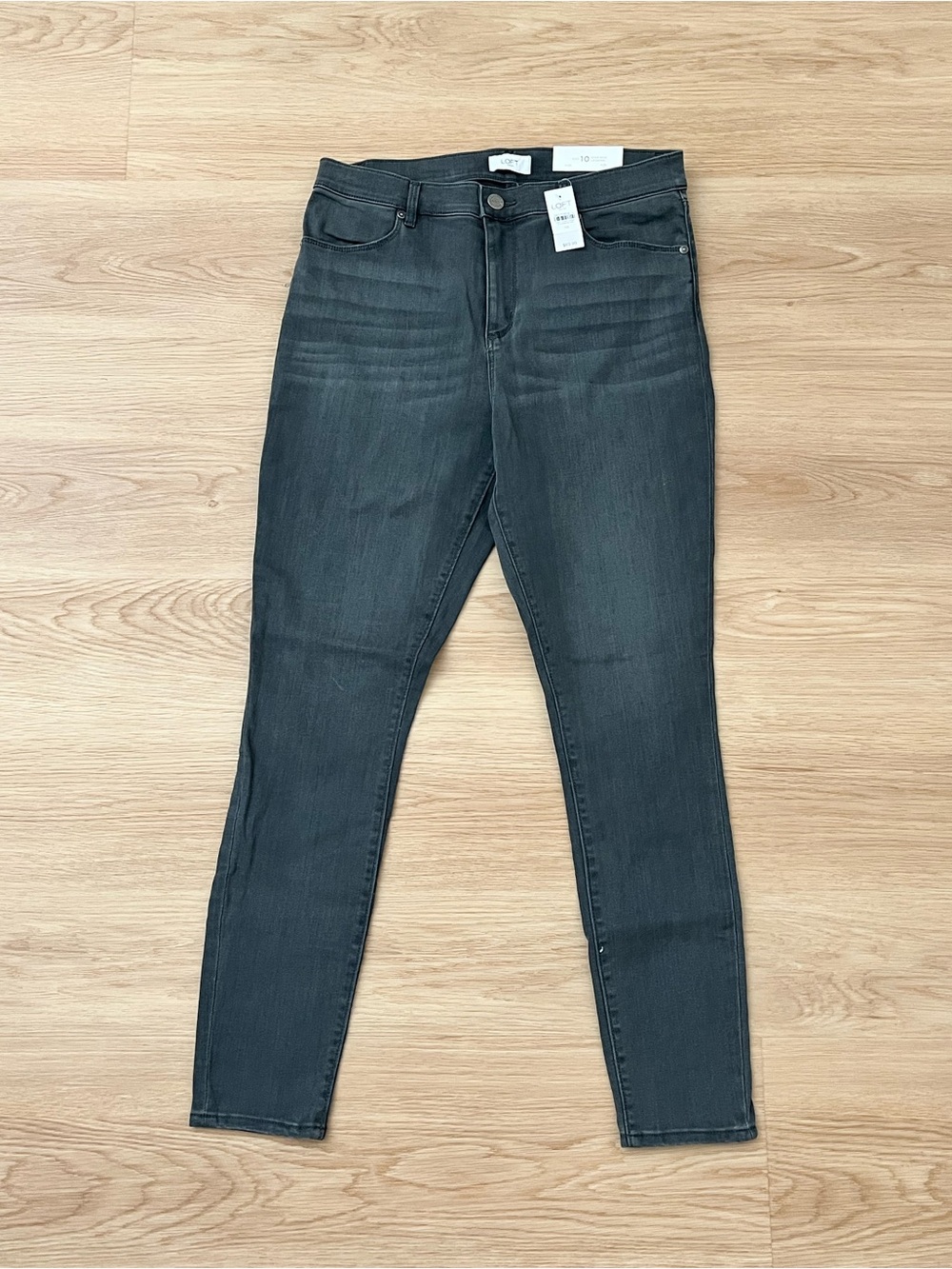 LOFT Charcoal High-Rise Skinny Jeans